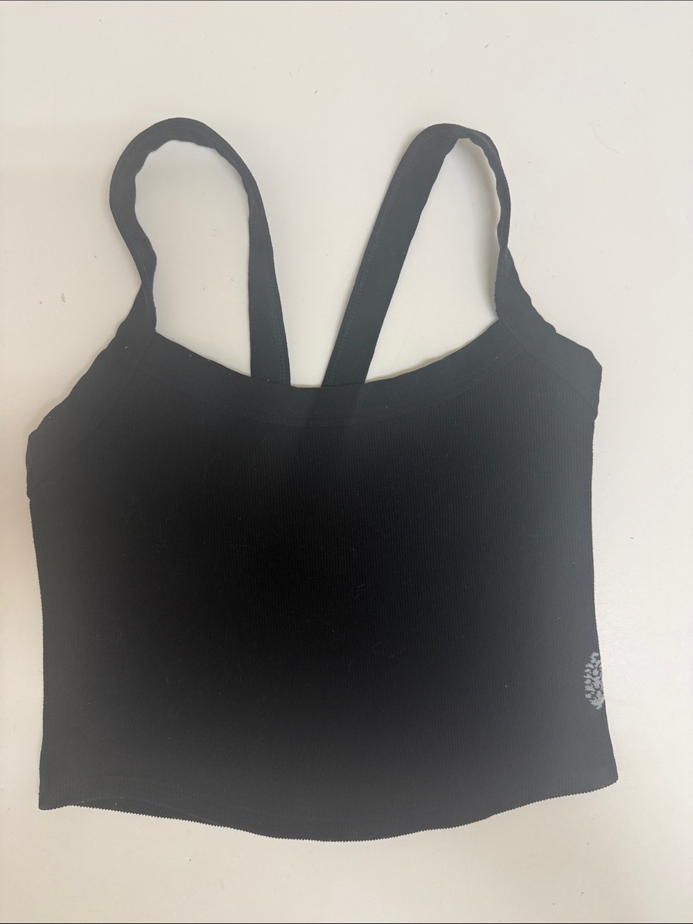 Free People Black Ribbed Crop Tank